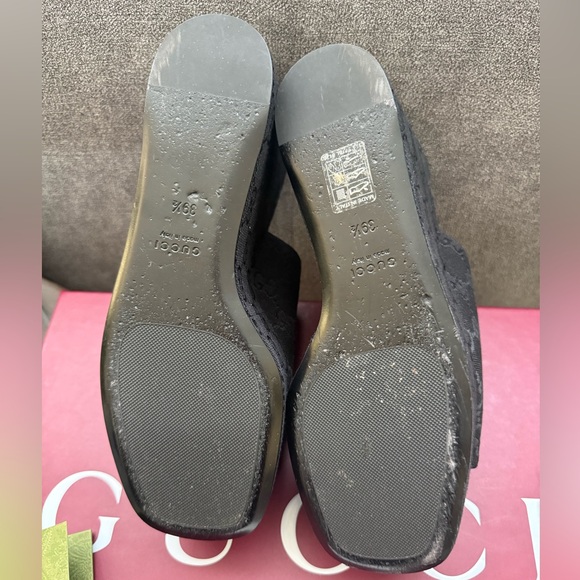Gucci Black Wedge Sandals with Horsebit  Size 39.5 - Picture 2 of 12